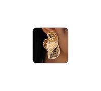 Grandes boucles d'oreilles pendantes en forme de fleur dorée pour femme - Grandes boucles d'oreilles pendantes à motif floral martelé - Accessoires de bijoux, Large, Métal, Pas de gemme