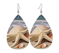 Grandes boucles d'oreilles pendantes en forme d'étoile de mer en forme de coquillages pour femme, boucles d'oreilles pendantes bohèmes, légères, uniques en cuir, pendentif tendance pour cadeau