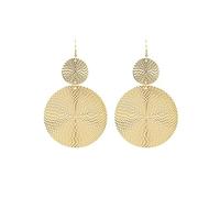 Grandes boucles d'oreilles pendantes rondes à double cercles géométriques faites à la main Bohème - Boucles d'oreilles pendantes à crochet - Bijoux tendance - Cadeaux pour femmes et filles - Or jaune