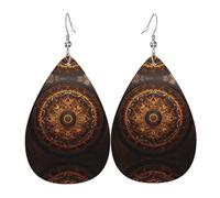 Grandes boucles d'oreilles rondes en cuir en forme de goutte | Design haut de gamme, boucles d'oreilles de luxe légères