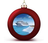 Grandes boules de Noël 2025 incassables en forme de bateau de croisière pour sapin de Noël, décorations de Noël à suspendre de style rouge