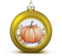 Grandes boules de Noël 2025 incassables en forme de citrouilles à l'aquarelle pour décoration de sapin de Noël, boules de style doré à suspendre pour sapin de Noël, décoration de vacances