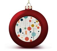 Grandes boules de Noël 2025 incassables, modernes, du milieu du siècle, boules de Noël à suspendre de style rouge pour sapin de Noël, décoration de vacances