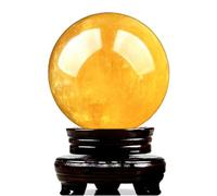 Grandes boules décoratives en citrine naturelle avec support en bois, boule de cristal de quartz jaune aux vertus curatives, pour la méditation, les chakras et la décoration intérieure,4.7"(12cm)