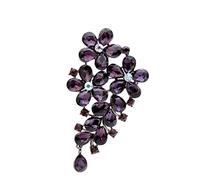 Grandes Broches à Fleurs en Cristal de Couleur Violette pour Femmes, Broche de Manteau d'automne, Bijoux élégants Magnifiques