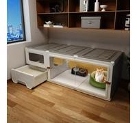 Grandes Cages for Chats avec Toilettes, Panneaux de clôture Transparents for Chats, Installation Facile, Aucun Outil requis.(Grey,105x45x35cm)