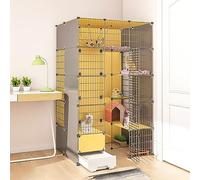 Grandes Cages pour Chat D'Intérieur avec Bac À Litière, Maison pour Chat, Parc pour Animal Domestique, Enclos pour Chaton, en Fil Métallique Amovible, Niche pour Chat, Grand Lieu d'exercice Idéal Po