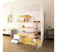 Grandes Cages pour Chats d'intérieur, Parc Chat avec bac à litière pour chenils métalliques Amovibles Semi-fermés, enclos Animaux de Compagnie, Grand Lieu d'exercice idéal po(Size:147x147x183cm)