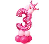 Grandes Chiffres 3 Ballons Le Rose, Filles 3er Anniversaire Ballons DéCorations, Ballons 3 De NuméRo De Rose, Ballons De NuméRo 3 De 32 Pouces Pour FêTes DéCoration D'Anniversaire