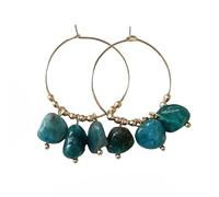 Grandes Créoles Légères et Fines Pour Femmes, Boucles D'Oreilles Pendantes Irrégulières En Pierre Naturelle D'Apatite, Bijoux De Plage Tropicale D'Été
