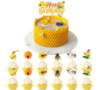 Grandes décorations de gâteau en forme d'abeille pour fête prénatale, motif bourdon cueillant des tournesols au miel, décorations de gâteaux pour enfants, garçons et filles, fournitures de révélation