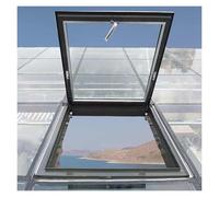 Grandes fenêtres de toit et fenêtres de toit en aluminium - Trappe de toit plate imperméable avec verre trempé double couche pour couloir, loft, escalier, garage - Noir 55,8 x 86,4 cm