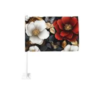 Grandes fleurs avec feuilles dorées et argentées pour voiture, 30 x 45 cm, double face, décoration de voiture