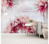 Grandes Fleurs Roses Tridimensionnelles Magnifiques Papier Peint 3D Installation Facile Intissé Tapisserie Bureau Salon Canapé Chambre Décoration Murale-150cm×105cm