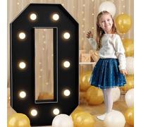 Grandes lettres lumineuses noires for décoration d'anniversaire, grandes lettres en mosaïque for 18e et 40e anniversaire, kit de panneaux en mousse prédécoupés à faire soi-même(Letter O,70cm/2.3FT)