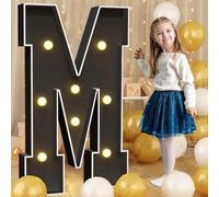 Grandes lettres lumineuses noires for décoration d'anniversaire, grandes lettres en mosaïque for 18e et 40e anniversaire, kit de panneaux en mousse prédécoupés à faire soi-même(Letter M,70cm/2.3FT)