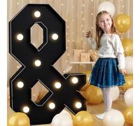 Grandes lettres lumineuses noires for décoration d'anniversaire, grandes lettres en mosaïque for 18e et 40e anniversaire, kit de panneaux en mousse prédécoupés à faire soi-même(Letter+,70cm/2.3FT)