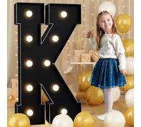 Grandes lettres lumineuses noires for décoration d'anniversaire, grandes lettres en mosaïque for 18e et 40e anniversaire, kit de panneaux en mousse prédécoupés à faire soi-même(Letter K,100cm/3FT)