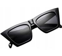 Grandes lunettes de soleil carrées œil-de-chat pour femmes, plastique, noir, filtre UV400 cat 3