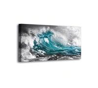 Grandes peintures murales bleues sur le thème de la plage, pour salon, bureau, décoration murale, nature et mer, impressions sur toile, affiches, 90 x 180 cm, sans cadre