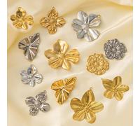 Grandes pendentifs à breloques en forme de fleur en acier inoxydable, 5 pièces, en vrac pour bricolage, collier, boucle d'oreille, Bracelet, bijoux artisanaux, accessoires de fabrication Or 31 mm