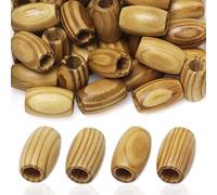 Grandes perles de trou, 160 perles ovales en bois multicolores de 17 x 14 mm avec trou de 5 mm for travaux manuels(30x20mm Striped)