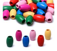 Grandes perles de trou, 160 perles ovales en bois multicolores de 17 x 14 mm avec trou de 5 mm for travaux manuels(MixColor)