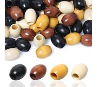 Grandes perles de trou, 160 perles ovales en bois multicolores de 17 x 14 mm avec trou de 5 mm for travaux manuels(4 Colors)