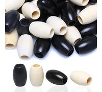 Grandes perles de trou, 160 perles ovales en bois multicolores de 17 x 14 mm avec trou de 5 mm for travaux manuels(Black)