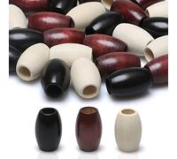 Grandes perles de trou, 160 perles ovales en bois multicolores de 17 x 14 mm avec trou de 5 mm for travaux manuels(30x20mm 3 Colors)