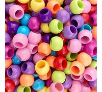 Grandes perles de trou, Lot de 100 perles acryliques à gros trous de 5,7 mm, multicolores, plusieurs tailles(Bright Glossy Mix,10mm)