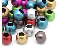 Grandes perles de trou, Lot de 100 perles rondes en acrylique multicolores avec trou de 5,7 mm, plusieurs tailles(Matte Metallic Mix,12mm)