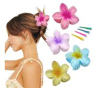 Grandes Pinces à Cheveux,2PCS Pince Cheveux Fleur,Pince Cheveux,Pince Cheveux Femme,Pinces à Cheveux Antidérapantes en Forme Fleur (Bleu + jaune clair + lilas + rose)