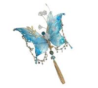 Grandes pinces à cheveux en forme d'aile de fée, avec larmes de papillon, papillon et perles pour coiffures, ailes mobiles 3D, pince à cheveux pour femme (bleu)