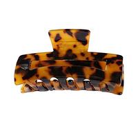 Grandes pinces à cheveux - Imprimé léopard - Bonne tenue - Accessoires de coiffure - En écaille de tortue - Pour filles - Cheveux fins et épais - Marron