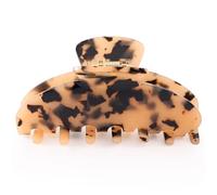 Grandes pinces à cheveux pour cheveux épais, écaille de tortue antidérapantes, pinces à cheveux en celluloïd, forte tenue pour femme (imprimé léopard)