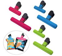 Grandes pinces d'étanchéité pour sacs à copeaux avec de bonnes poignées Poignée de joint étanche à l'air robuste en plastique Couleurs assorties pour sacs de café et de nourriture(6 pièces)