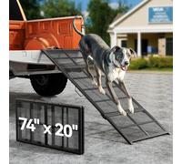 Grandes Rampe pour Chien pour Voiture -190 x 50cm- Rampe de Lit en Métal pour Chien Portable avec Surface Antidérapante, Escalier Canapé pour Chiens de Taille Moyenne et Grande, jusqu'à 400LBS, Noir