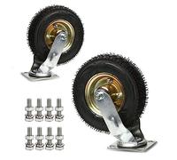 Grandes roulettes plates 15,2 cm, 20,3 cm, 25,4 cm, roues pivotantes pneumatiques, anti-crevaison, silencieuses, absorption des chocs, double roulement à billes en caoutchouc pour une mobilité fluide
