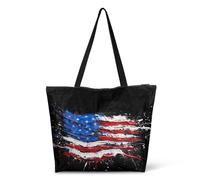 Grandes Sac À Provision Peinture Du Drapeau Américain Sacs De Courses Lavables Sac De Plage Pour Usage, Vacances, Dames, 40X50X15Cm