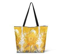 Grandes Sac De Plage Peindre Des Tournesols Jaunes Sac A Provisions Vintage Sacs Fourre-Tout Toile Pour Shopping, Plage, Dames, 40X50X15Cm
