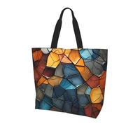 Grandes Sacs Fourre-Tout Toile Fragments Tote Bag Lavables Sac De Plage Pour Plage, Shopping, Usage, 40X50X15Cm