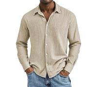 Grandes tailles - Chemise d'été légère en mousseline à manches longues - Confortable et respirante - Tissu structuré - Col rabattu - Décontracté et confortable pour la vie quotidienne, le bureau