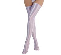 Grandes tailles Femme Robe Femmes Soie Brillante Glissante Haute Élasticité Cuisse Brillant Chaussettes en Cuir Adulte Chaussettes Sexy Lingerie Avec Ouverture, lilas, taille unique