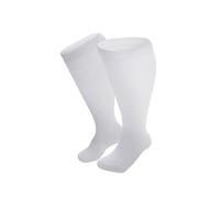 Grandes tailles pour homme et femme - Bas de contention hauts avec large mollet - Chaussettes en bambou pour femme - 39-42 - Sans caoutchouc, Blanc., 4XL
