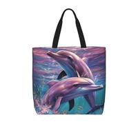 Grandes Tote Bag Art Des Dauphins Sac De Plage Lavables Sacs Fourre-Tout Toile Pour Shopping, Vacances, Dames, 40X50X15Cm
