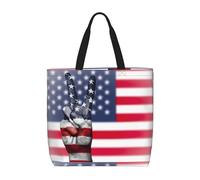 Grandes Tote Bag Impression Du Drapeau Américain Et De La Paix Sac D'Épaule Reutilisable Shopper Sac De Course Pour Dames, Shopping, Usage, 40X50X15Cm