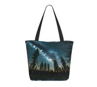 Grandes Tote Bag Nuit Avec Des Arbres Shopper Sac De Course Pliable Sac D'Épaule Pour Dames, Usage, Plage, 40X50X15Cm