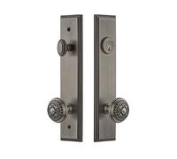 Grandeur 840397 matériel Carre 'Tall plaque d'entrée de gamme complète avec ensemble de bouton de Windsor en Distance au canon Taille - 6 cm, distance au canon - 6 cm, EN Étain Style antique 2.75" Backset Antique Pewter