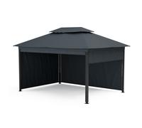 Grandezza Cortina Tonnelle Pergola 3x4 m Cadre Acier Toit Résistant Panneaux Latéraux Enroulables Gris Foncé
